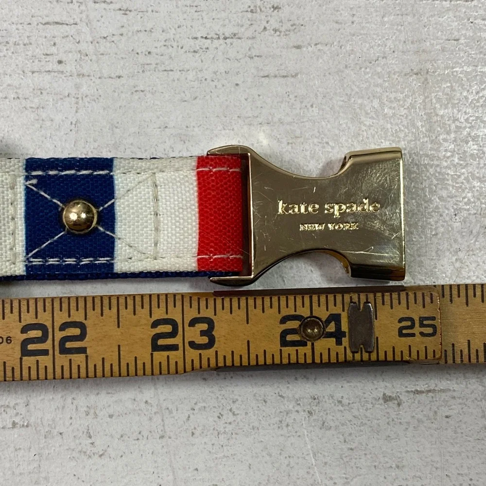 Kate Spade New York Adventure Stripe L/XL Dog Collar Gold Hardware